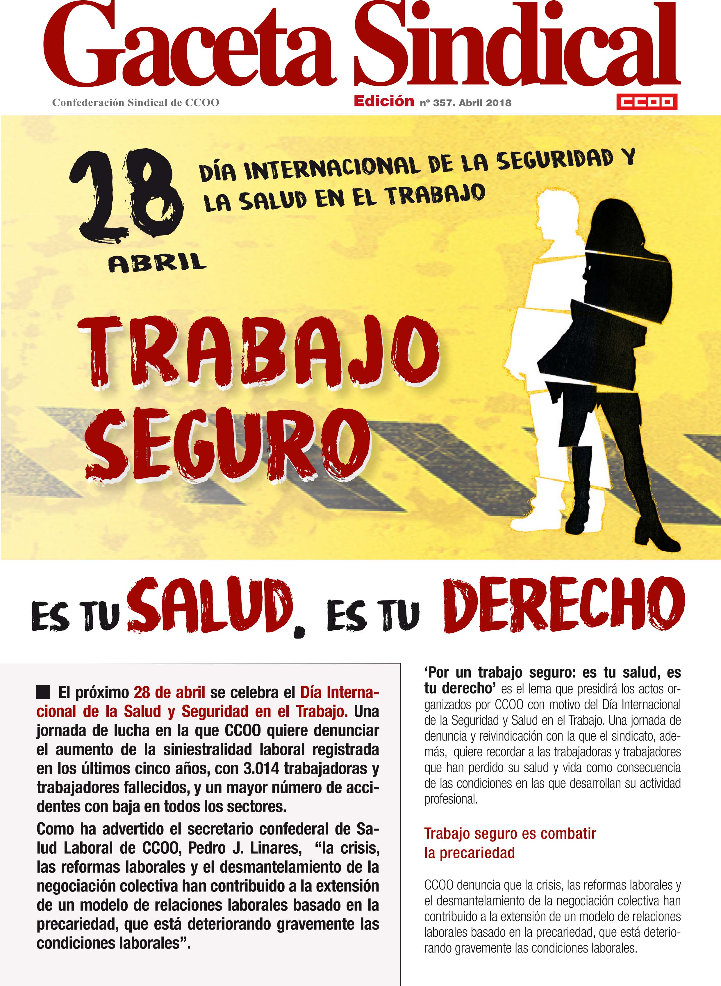 GACETA SINDICAL, 28 de Abril, Día Mundial de la Salud y Seguridad en el trabajo.